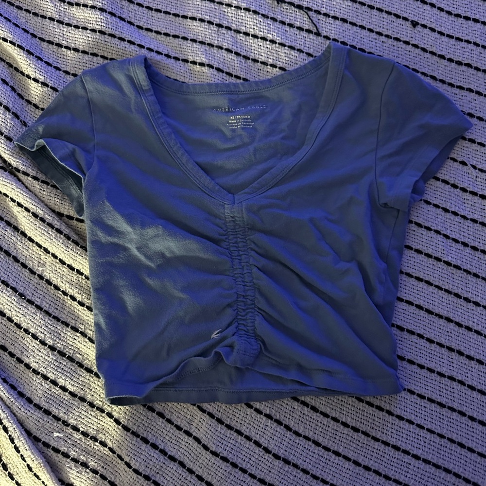 American Eagle Light blue cinched crop top